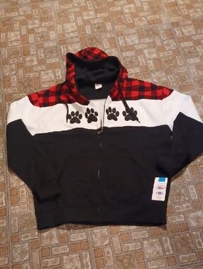 Women's Hooded Jacket  Paw Print Accent Crazy Apparel Size Xlarge